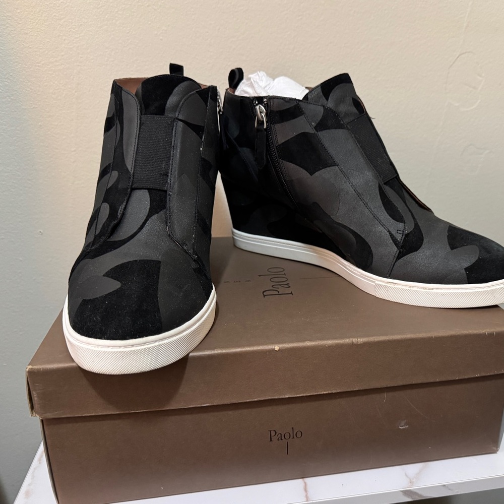 Paolo Black Ankle Boots with Suede and Leather